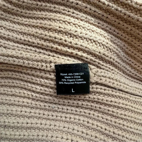 Jenni Kayne Cotton Cabin Sweater Oatmeal V Neck Oversized Knit Pullover Brown - Picture 11 of 13